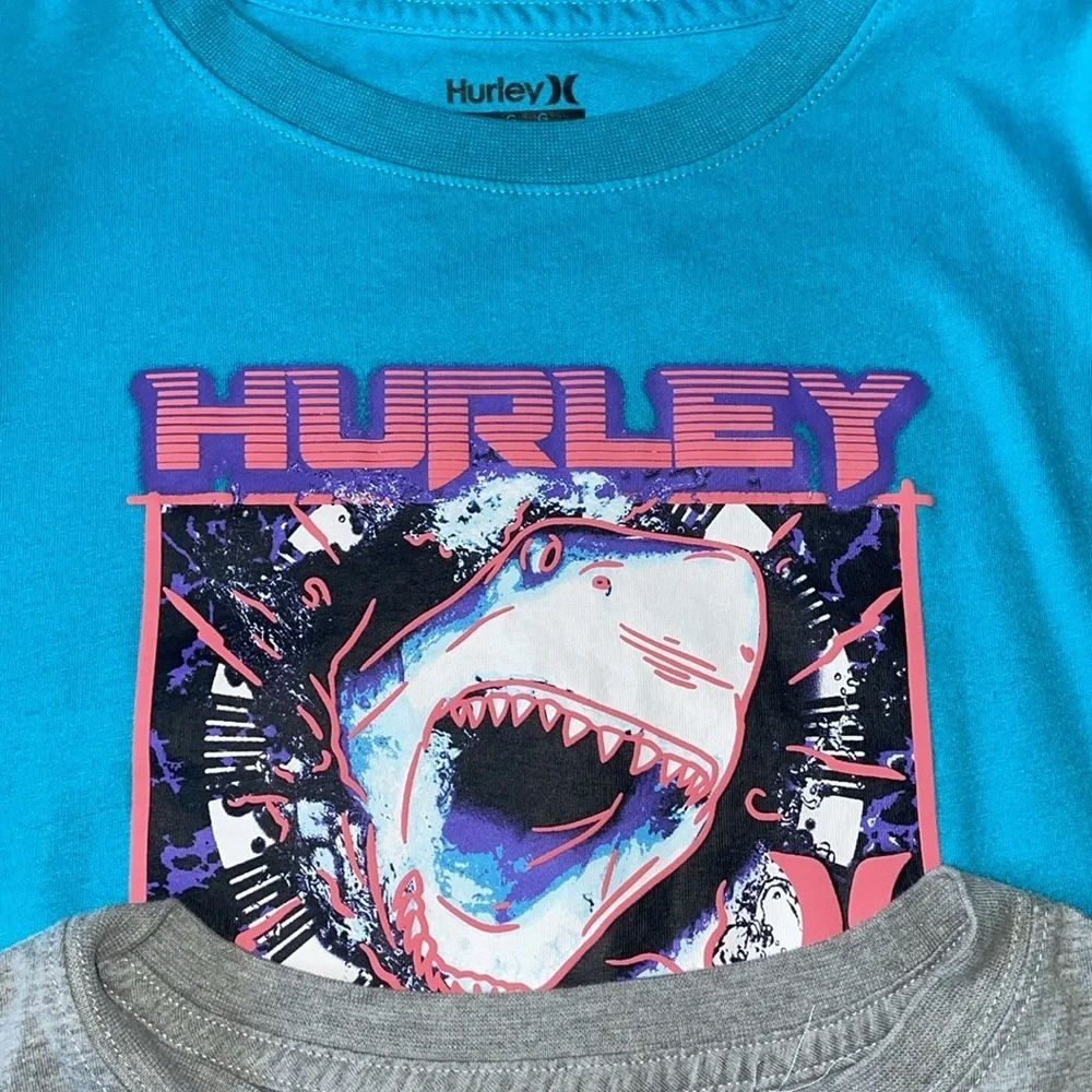 Hurley Kids Graphic T-Shirts - Blue and Gray